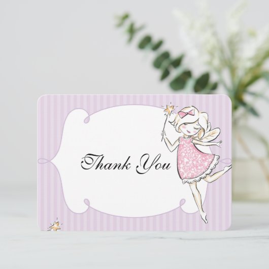 Label van Fairy Princess Birthday Party Bedankkaart (Staand voorkant)