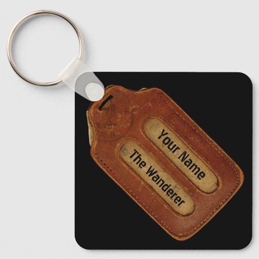 Label van  gelooid leder sleutelhanger (Voorkant)