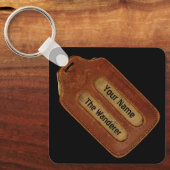 Label van  gelooid leder sleutelhanger (Voorkant)