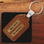 Label van  gelooid leder sleutelhanger (Achterkant)