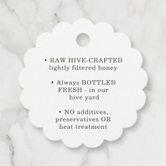 Label van ivoor honingbijen, gebrand (Achterkant)