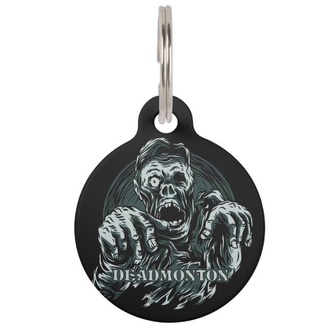 Label voor aangepaste tekstDEADMONTON-tapijt Huisdierpenning (Voorkant)