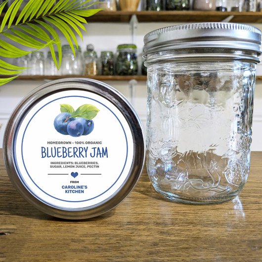 Label voor blauwebesconserveringsglas