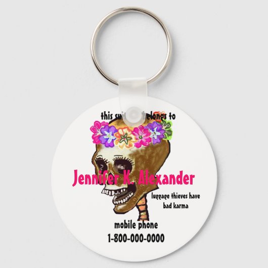 Label voor de schedelbagage sleutelhanger (Voorkant)