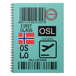 Label voor het reizen van de luchthaven Oslo Notitieboek