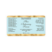 Label voor kleine druppelfles in bleekblauw en gou (Voorkant)