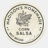Label voor maïssalsa met maiskolf (Voorkant)
