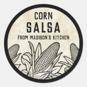Label voor maïssalsa met zwarte en witte kolven (Voorkant)