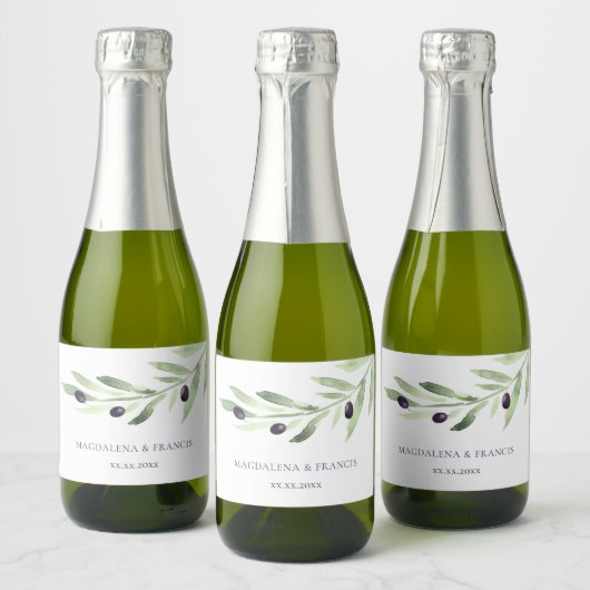 label voor olijftak bruiloft-waterflesetiket sparkling wijnetiket (Flessen)