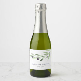label voor olijftak bruiloft-waterflesetiket sparkling wijnetiket