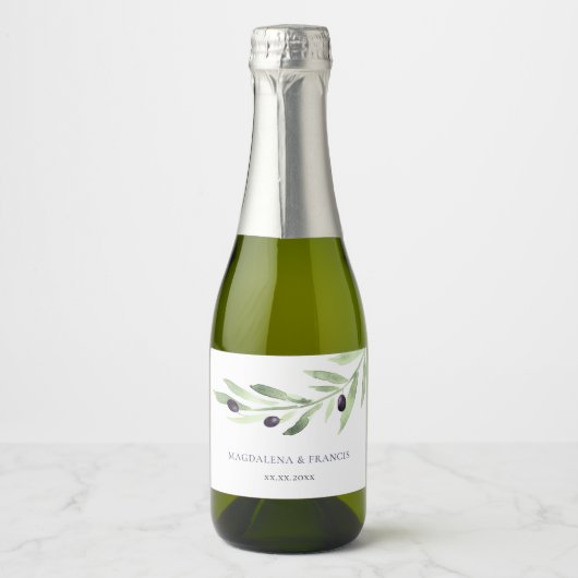 label voor olijftak bruiloft-waterflesetiket sparkling wijnetiket (Voorkant)