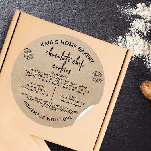 Label voor rustieke chocoladekoekjes