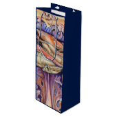 Label voor spinnen en krullen wijn cadeautas (Voorkant Gekanteld)