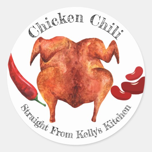 Label voor thuis blikken maken Kip Chili (Voorkant)