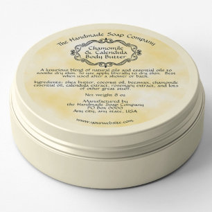 Label voor vintage gele perkamenten body butter po