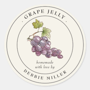 Label voor vintage grape jelly inmaakpot