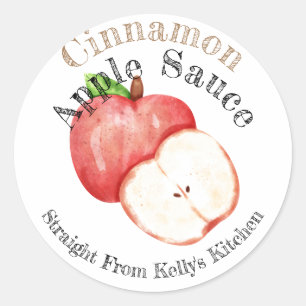Label voor zelfgemaakte appelmoes met kaneel voor