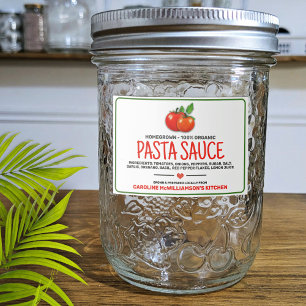 Label voor zelfgemaakte pastasaus in blik voedselcontainer etiket