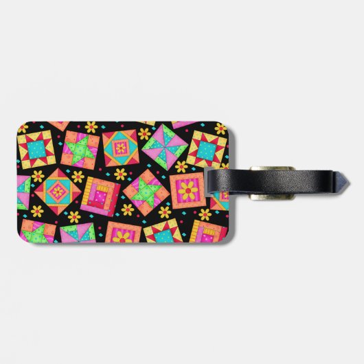 Label voor zwarte quilt Block Luggage of naaimachi Bagagelabel (Achterkant horizontaal)