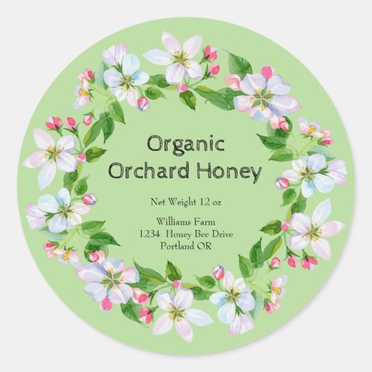 Label Waterverf Honey Jar | Honing van Orchard (Voorkant)