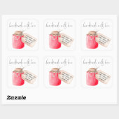 Labelnaam Handmade Aardbeienjam Vierkante Sticker (Vel)