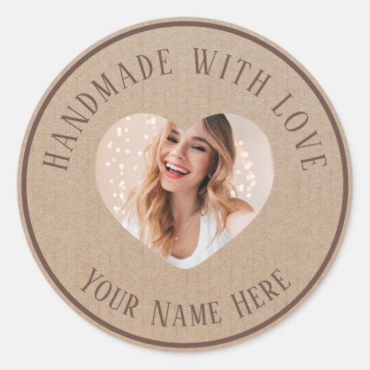 Labels handgemaakt met liefde aangepaste naam foto (Voorkant)