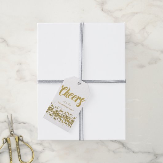 Labels met goudglittercadeautjes cadeaulabel (Met Touw)