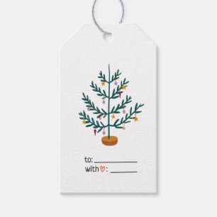 Labels met kerstbomen cadeaulabel