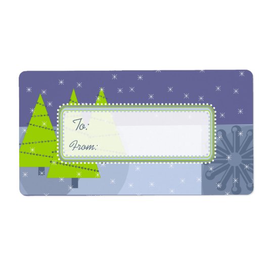 Labels met kerstboomcadeautjes in de moderne Retro (Voorkant)