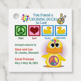 Labels met kruisende eend