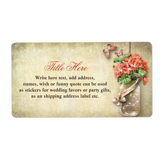 Labels met Mason Jar rustieke jute achtergrond (Voorkant)