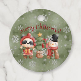 Labels met rode en groene Snowman kerst