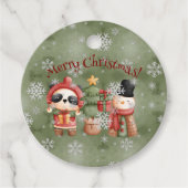 Labels met rode en groene Snowman kerst (Voorkant)