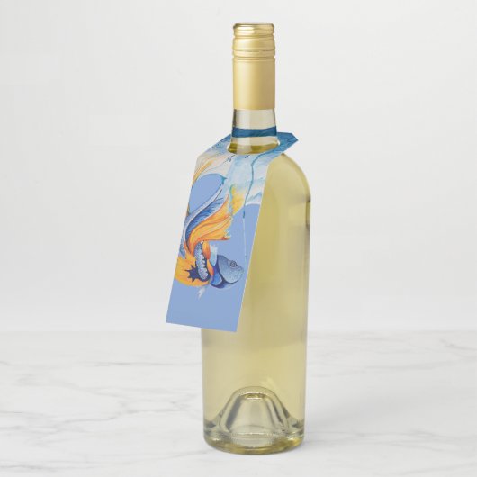 Labels met visfleshengel (Schuin)