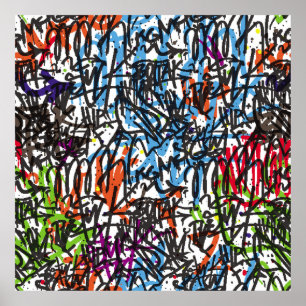 labels naadloos patroon. Graffiti achtergrond.kuns Poster