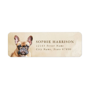 Labels op het Franse bulldog-adres