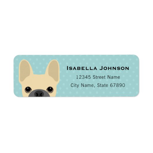 Labels op het Franse bulldog-adres (Voorkant)