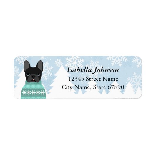 Labels op het Franse bulldog-adres (Voorkant)