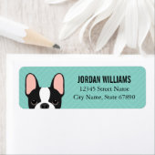 Labels op het Franse bulldog-adres (Insitu)