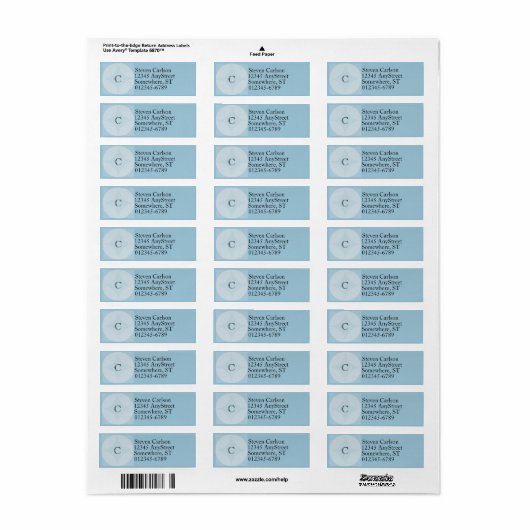 Labels, retournering - Cirkel- en diamantmonogram Etiket (Full Sheet)
