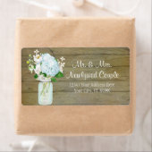 Labels Rustiek Land Mason Jar Blauw Hydrangeas (Insitu)