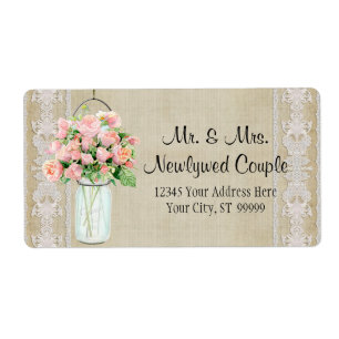 Labels Rustiek Land Mason Jar Blush Roze Rozen