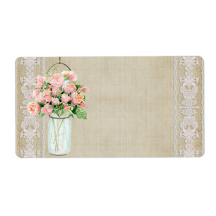 Labels Rustiek Land Mason Jar Blush Roze Rozen