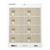 Labels Rustiek Land Mason Jar Blush Roze Rozen (Full Sheet)