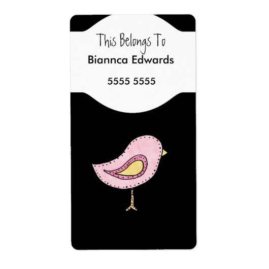 Labels Tiener Kinder Roze Vogel Boek Bord Multomap (Voorkant)