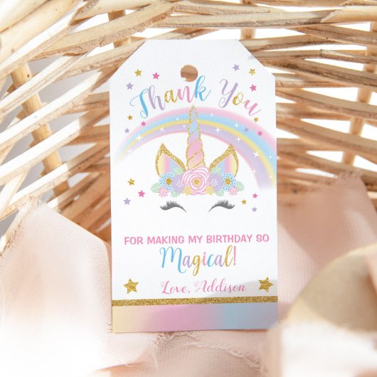 Labels van Unicorn Party Favor Hartelijk dank Cadeaulabel