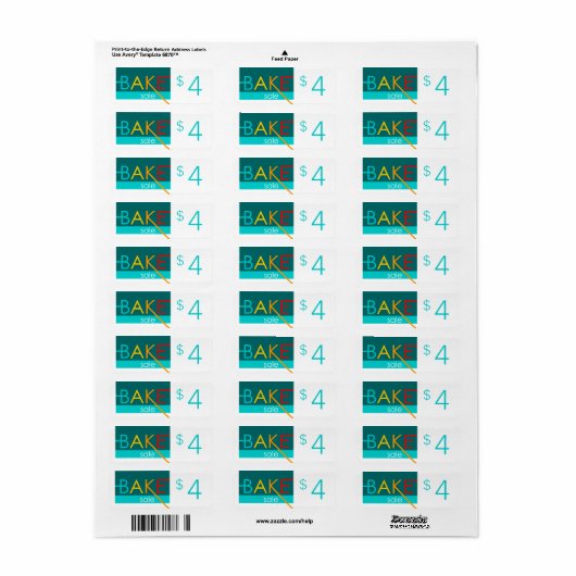 labels voor bakverkoop typografische prijzen (Full Sheet)