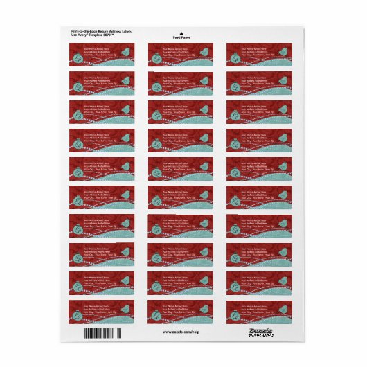 Labels voor het rode en blauwe vogelretour-adres (Full Sheet)