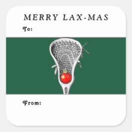 Labels voor kerstfeestdagen met lacrosse cadeaus