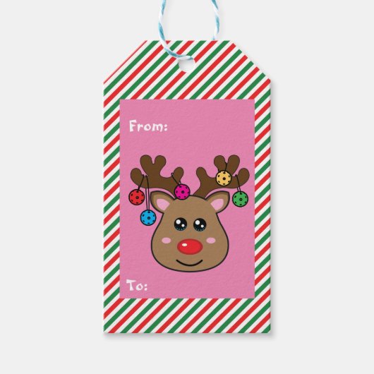 Labels voor kerstvioolrenrendieren cadeaulabel (Voorkant)